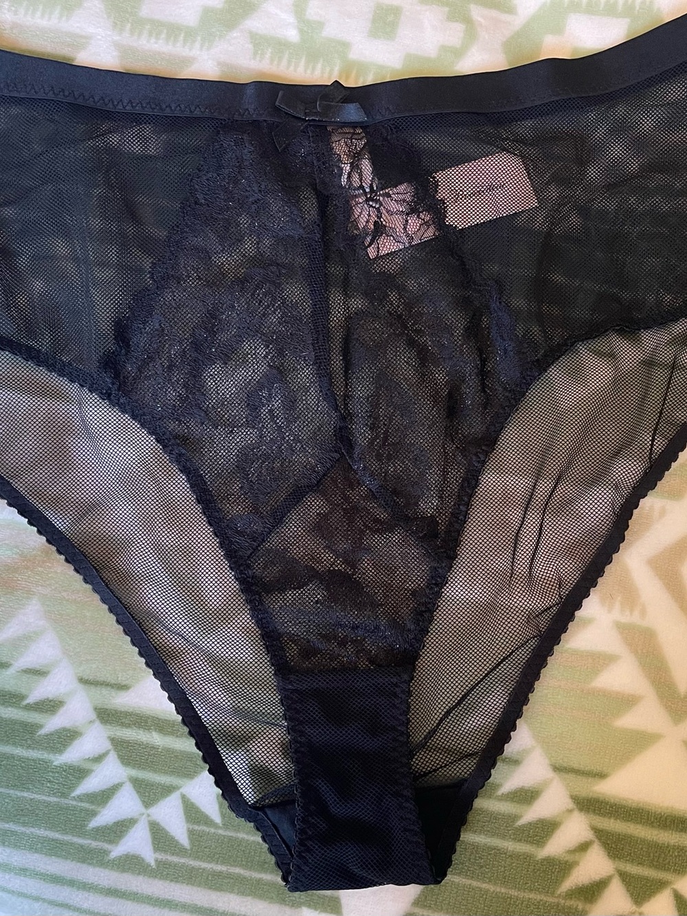 Agent Provocateur Black Lace & Mesh High-Cut Briefs Size 6 (XL)